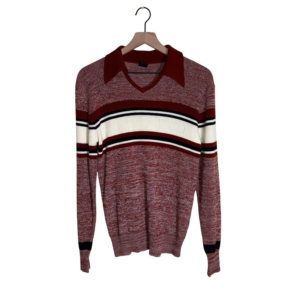 VINTAGE DELTA 70s mod collared retro sweater L
